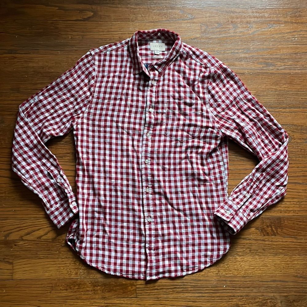 Jachs New York Red and White Checked Classic Fit Button Down